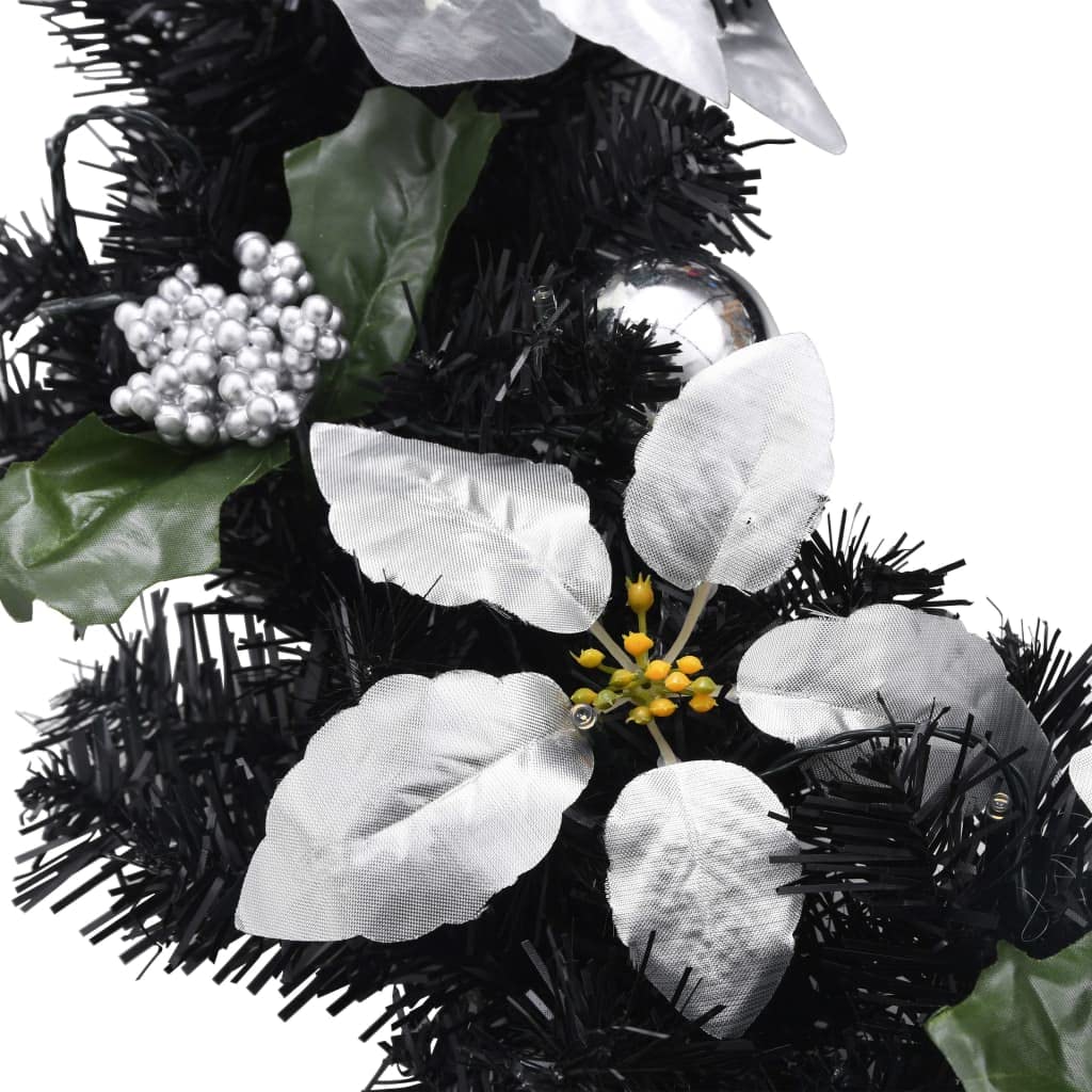 SKM Christmas Wreath with LED Lights Black 23.6