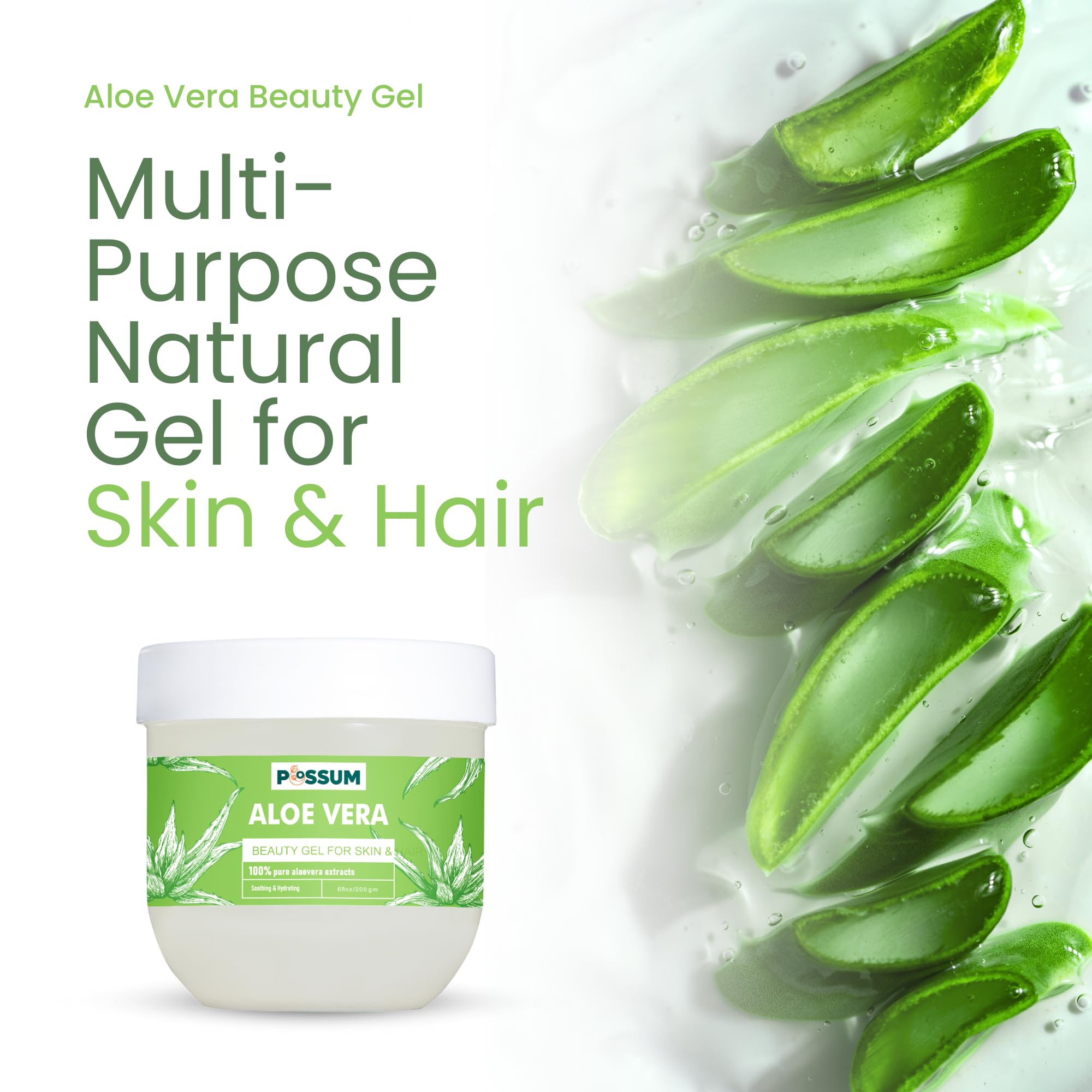 **100% Organic Pure Aloe Vera Gel with Vitamin E for Skin & Hair – 200gm | Hydrating, Moisturizing & Soothing Face, Body & Scalp Care | Perfect for Sunburn Relief, After-Shave, Hair Mask & Daily Skincare Routine**