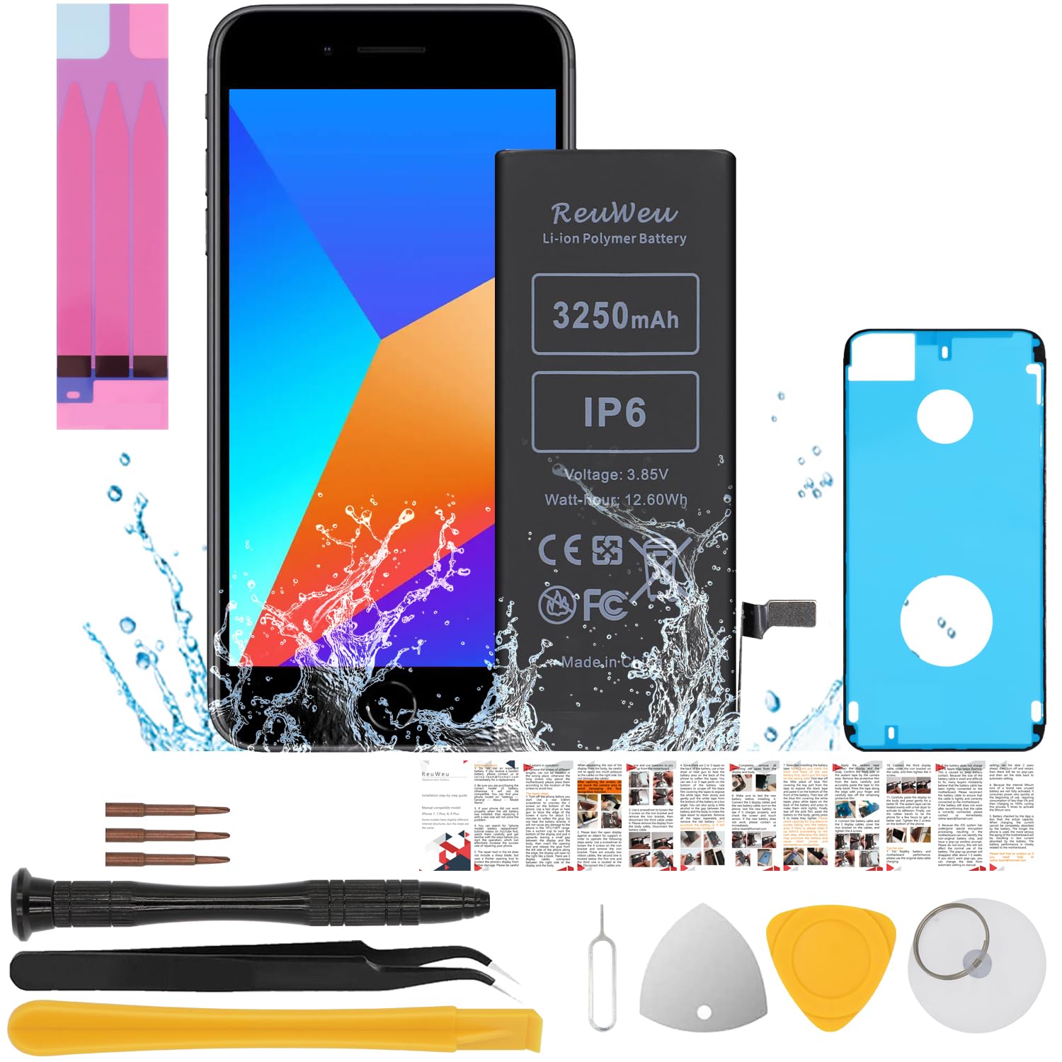 High Capacity Replacement Battery for iPhone 6 (4.7 Inch) - Compatible with All Carriers - Includes Professional Repair Tool Kit - Perfect for DIY Phone Repair & Battery Replacement at Home