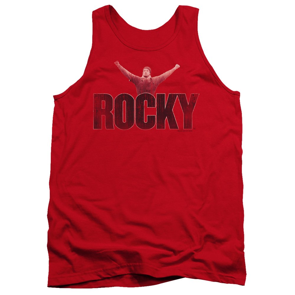 Rocky Distressed Victory Red Tank Top for Men - Vintage Style Muscle Tee for Gym, Workout & Casual Wear