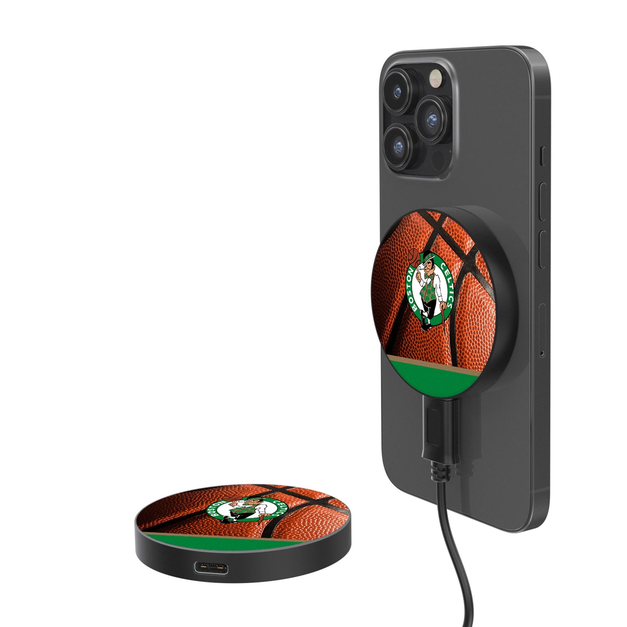 Boston Celtics NBA Wireless Magnetic Charger 15W Fast Charging for iPhone & Android - Perfect for Home, Office & Travel
