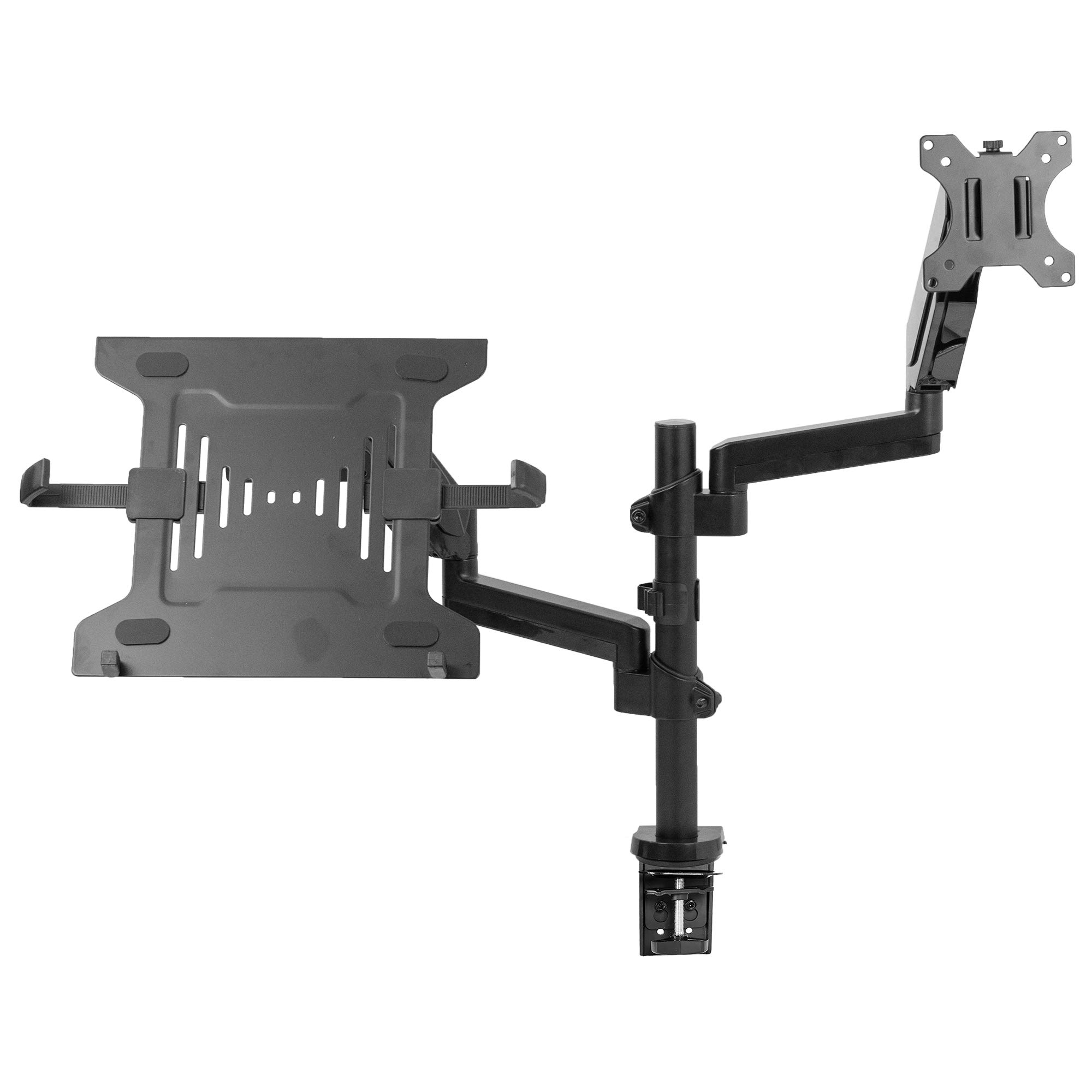 VIVO Dual Arm Monitor and Laptop Mount Stand for 17-32 inch Screens & 10-15.6 inch Laptops - Pneumatic Height Adjustable, Full Motion Articulating Arm, Heavy Duty VESA Mount (STAND-V102L) - Perfect for Home Office, Gaming Setup and Workspace Ergonomics