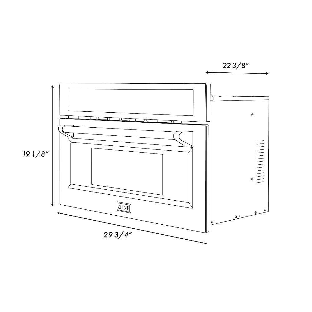 ZLINE Autograph Edition 30 Inch Built-In Convection Microwave Oven - 1.6 cu ft Stainless Steel with Polished Gold Accents (MWOZ 30 G) - Perfect for Modern Kitchens, Small Spaces & Gourmet Cooking