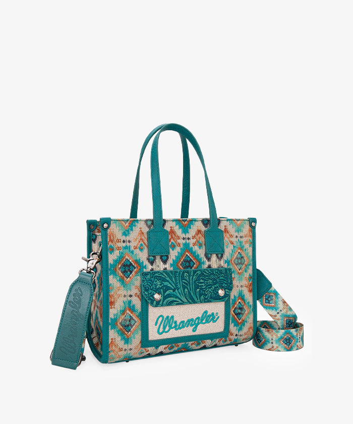 Wrangler Aztec Concealed Carry Canvas Tote Bag Set for Women - Stylish & Durable CCW Purse with Multiple Pockets - Perfect for Travel, Shopping & Everyday Use