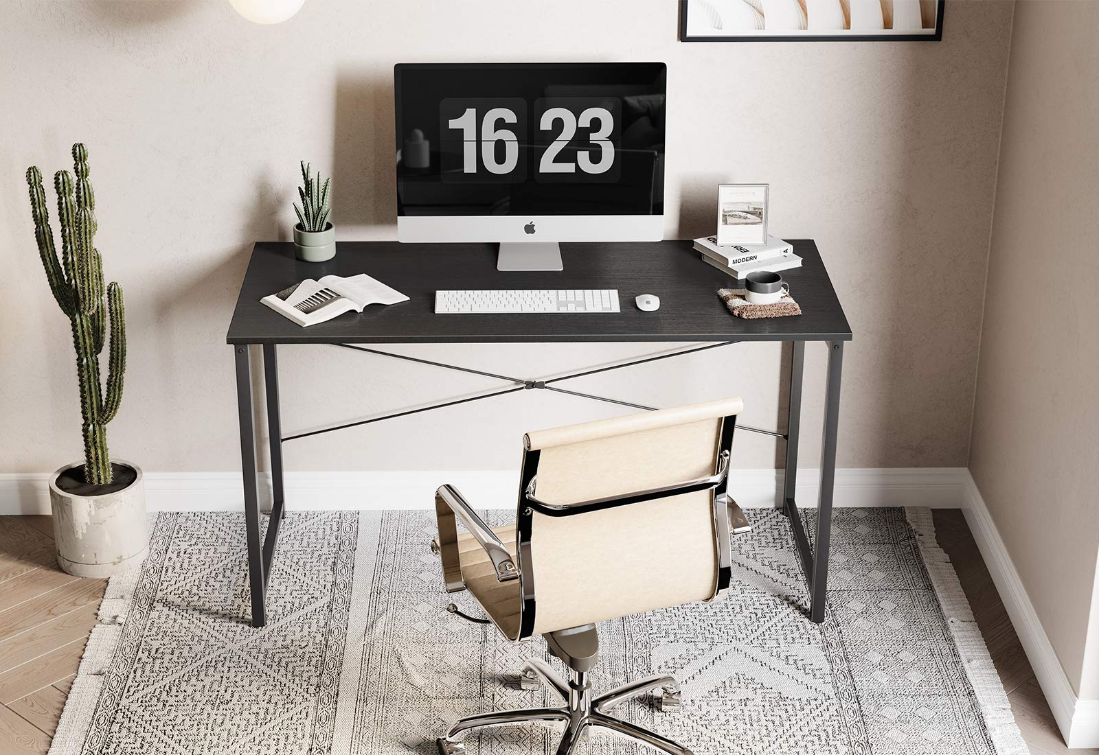 CubiCubi 32 Inch Computer Desk - Modern Simple Home Office Desk with Black Metal Frame, Study Writing Table for Small Spaces | Perfect for Remote Work, Gaming & Online Learning