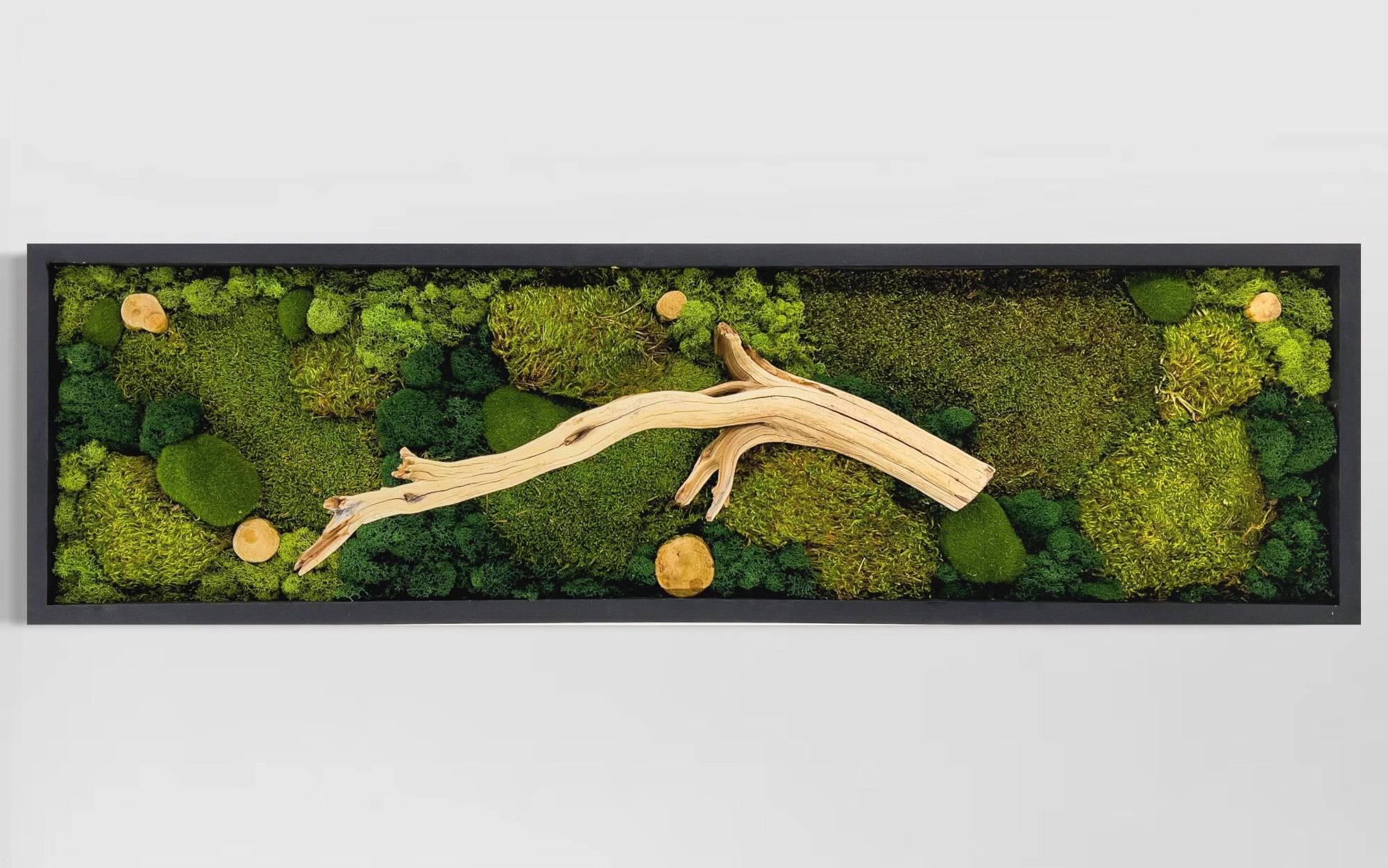 Natural Earthy Driftwood and Moss Wall Art - Handcrafted Boho Home Decor for Living Room, Bedroom & Office - Unique Nature-Inspired Decor