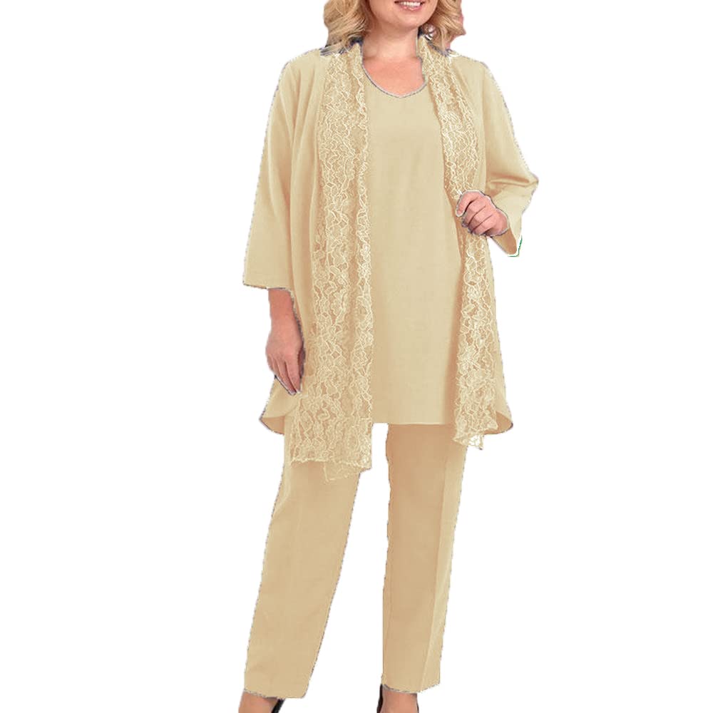 Elegant YY Women's 3-Piece Chiffon Pantsuit - Plus Size Mother of the Bride Outfit for Weddings, Evening Gowns & Formal Occasions | Perfect for Weddings, Parties & Special Events