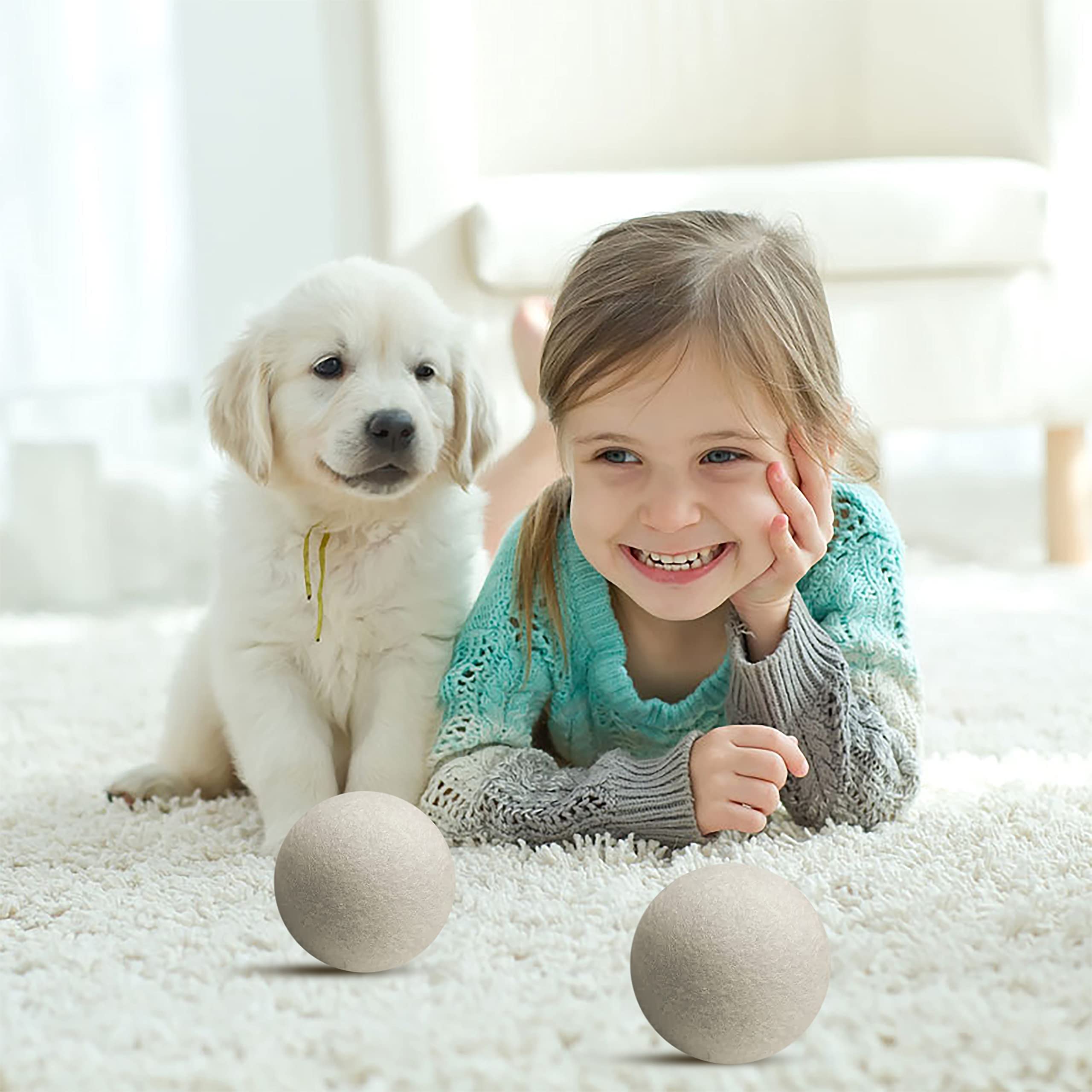 Premium Himalayan Wool Dryer Balls with Essential Oils - 6 Large Natural Fabric Softener Balls + 2 Bottles of Lavender & Eucalyptus Oil - Eco-Friendly, Reusable, Chemical-Free Laundry Solution for Faster Drying & Softer Clothes (Perfect for Baby Clothes, Towels & Sensitive Skin)