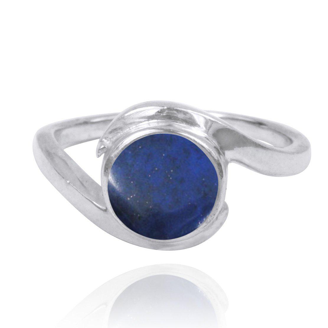 Lapis Oxidized Silver Solitaire Ring - Elegant Blue Stone Jewelry for Women, Perfect for Weddings, Anniversaries & Special Occasions