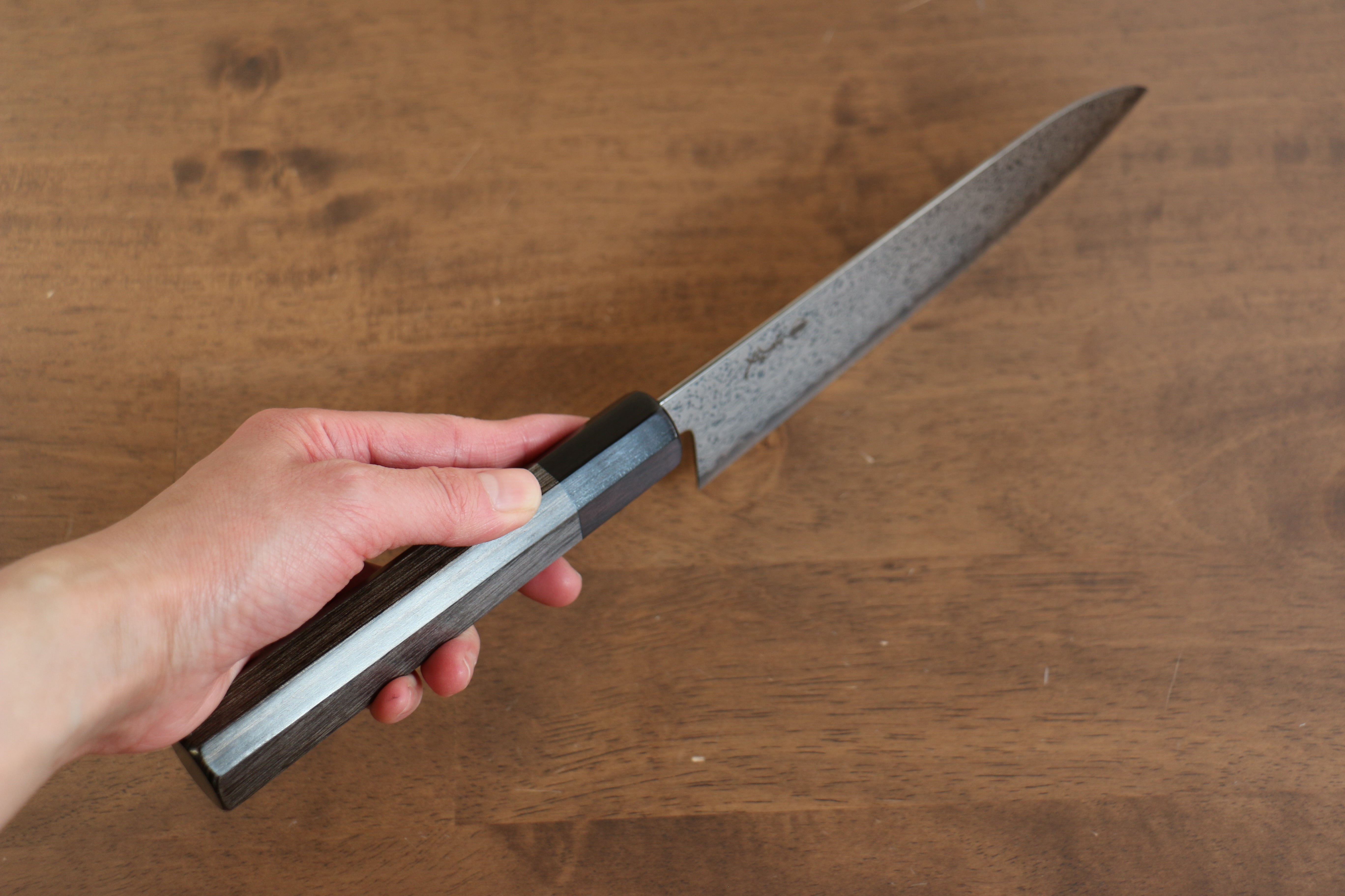 Premium Kanjyo VG10 Damascus Santoku Knife 180mm - Japanese Chef Knife with Gray Pakkawood Handle - Perfect for Slicing, Dicing & Chopping Vegetables, Meat & Fish