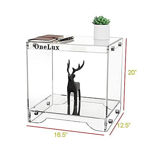 Modern Clear Acrylic Nightstand - Flat Packed Contemporary End Table for Bedroom Decor, 16.5