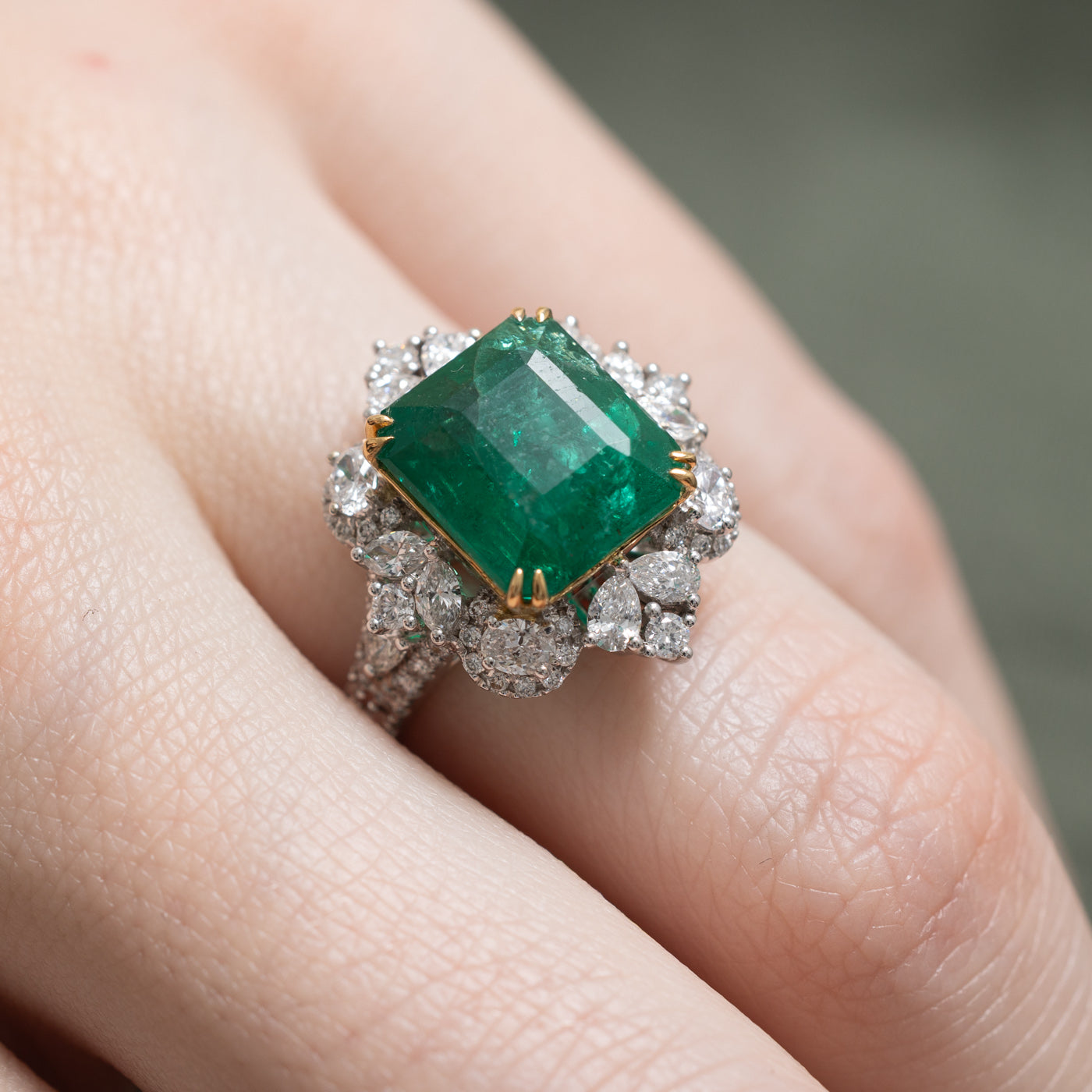 Exquisite Zambian Emerald & Diamond Halo Ring | 4.73ct Natural Emerald & 1.06ctw Diamond | Size 6.25 | Elegant Engagement, Anniversary & Special Occasion Jewelry Gift