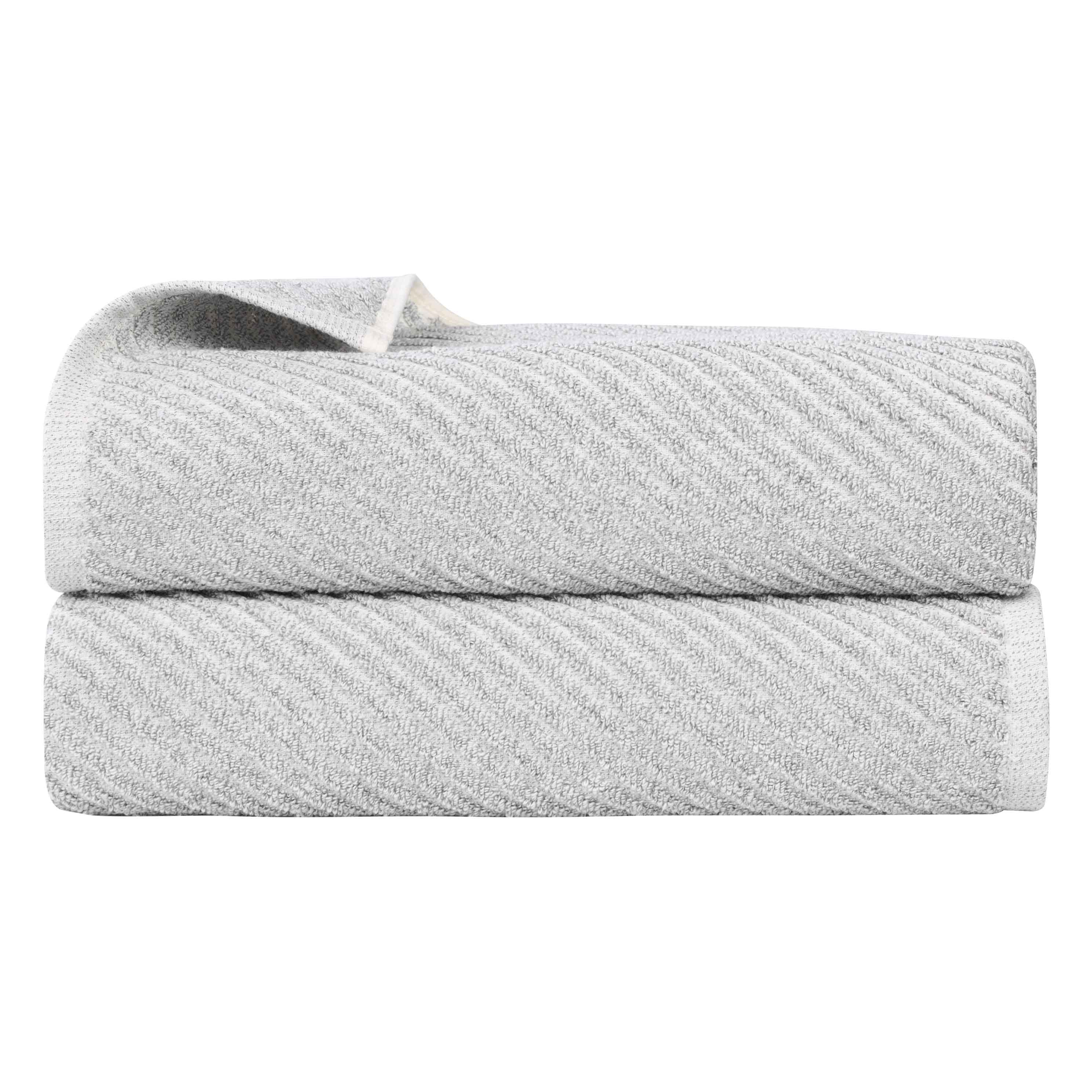 Premium Cotton Blend Diagonal Stripes Bath Towels Set of 2 - Ultra Soft & Absorbent Bath Sheets for Spa, Beach & Luxury Bathroom Decor