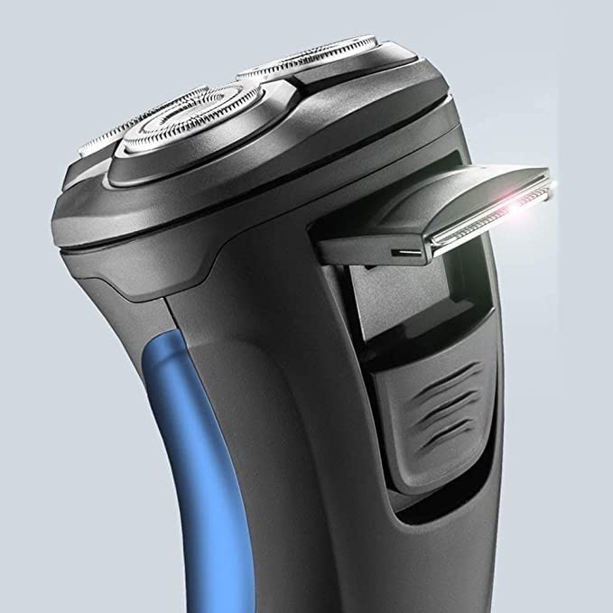 Rechargeable Waterproof Electric Shaver for Men - Wet & Dry Rotary Shaver with Trimmer - Perfect for Travel, Gym & Daily Shaving