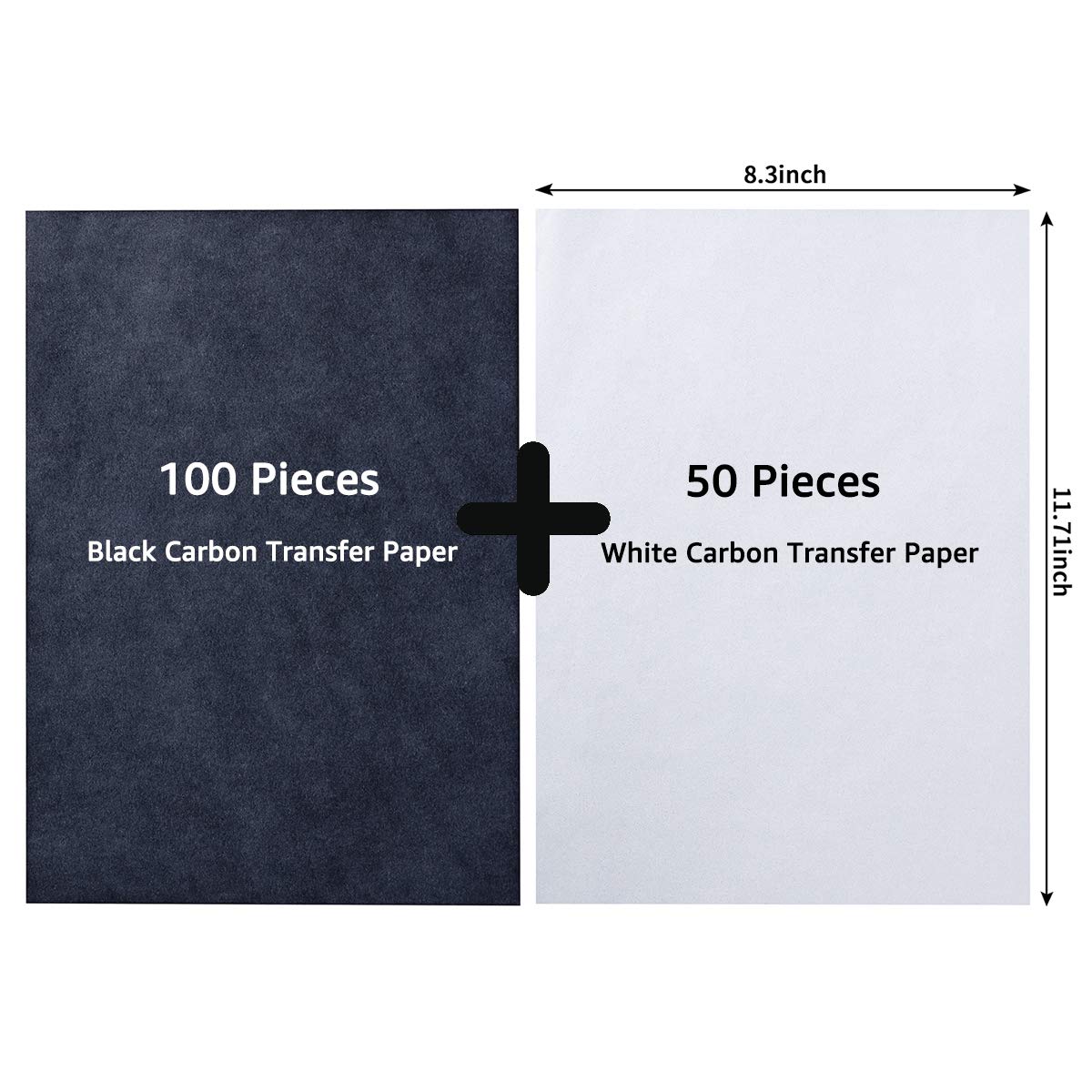 150-Piece Black & White Carbon Transfer Paper Set - Tracing & Copy Paper for Wood, Paper, Canvas, Fabric (11.7