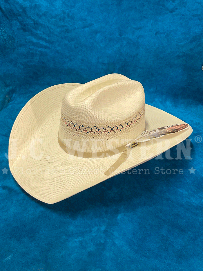 Larry Mahan MSUS42OLDX 10X Old Glory Straw Cowboy Hat Ivory - Western Style Sun Hat for Men, Perfect for Rodeo, Ranch Work, and Outdoor Summer Activities