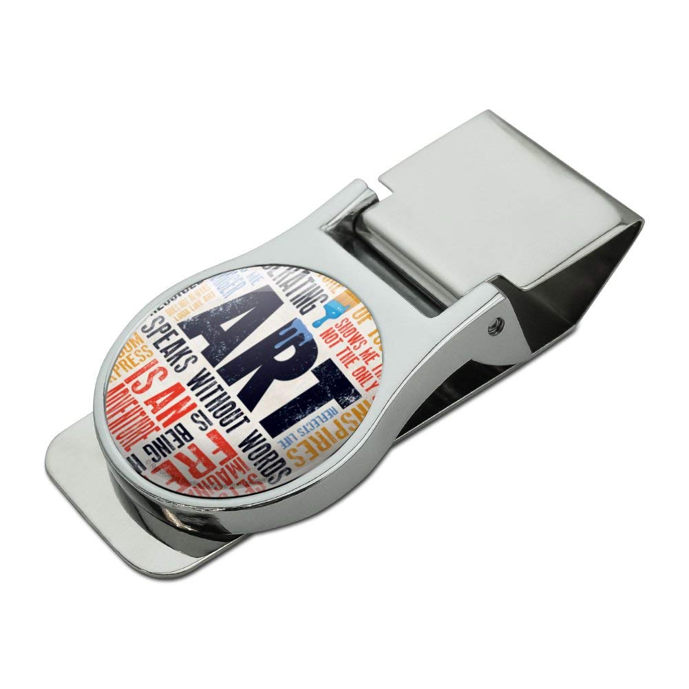Elegant Satin Chrome Plated Metal Money Clip - Art Speaks Without Words, Adventure Inspired Design - Perfect for Gifts, Travel & Everyday Use