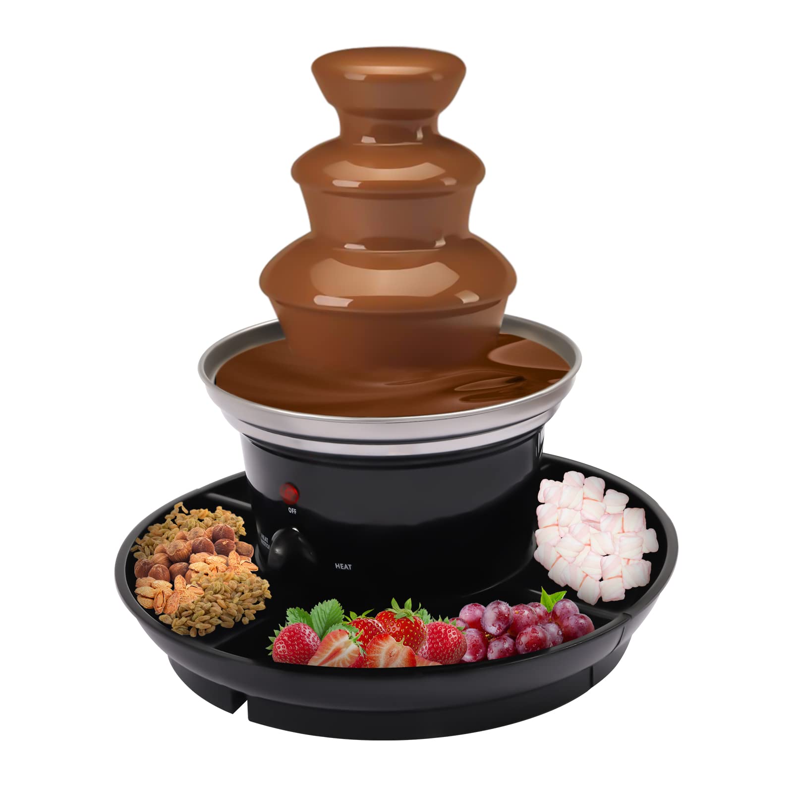 40W 3-Tier Chocolate Fondue Fountain with Fruit Plate - 1lb Chocolate Capacity for DIY Waterfall | Perfect for Birthday Parties, Weddings & Celebrations | Create Sweet Memories with Chocolate Dipping Fun