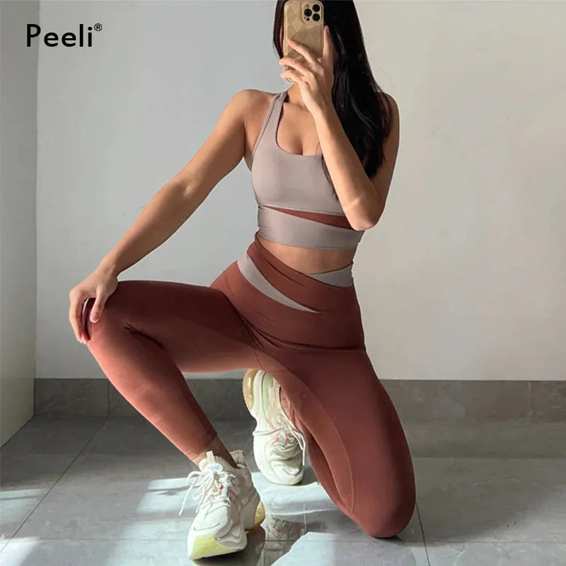 Women's Yoga Set - Sexy Sports Bra & High Waist Leggings 2-Piece Workout Outfit | Gym Clothes for Yoga, Pilates & Fitness Training | Breathable Athletic Sportswear for Women