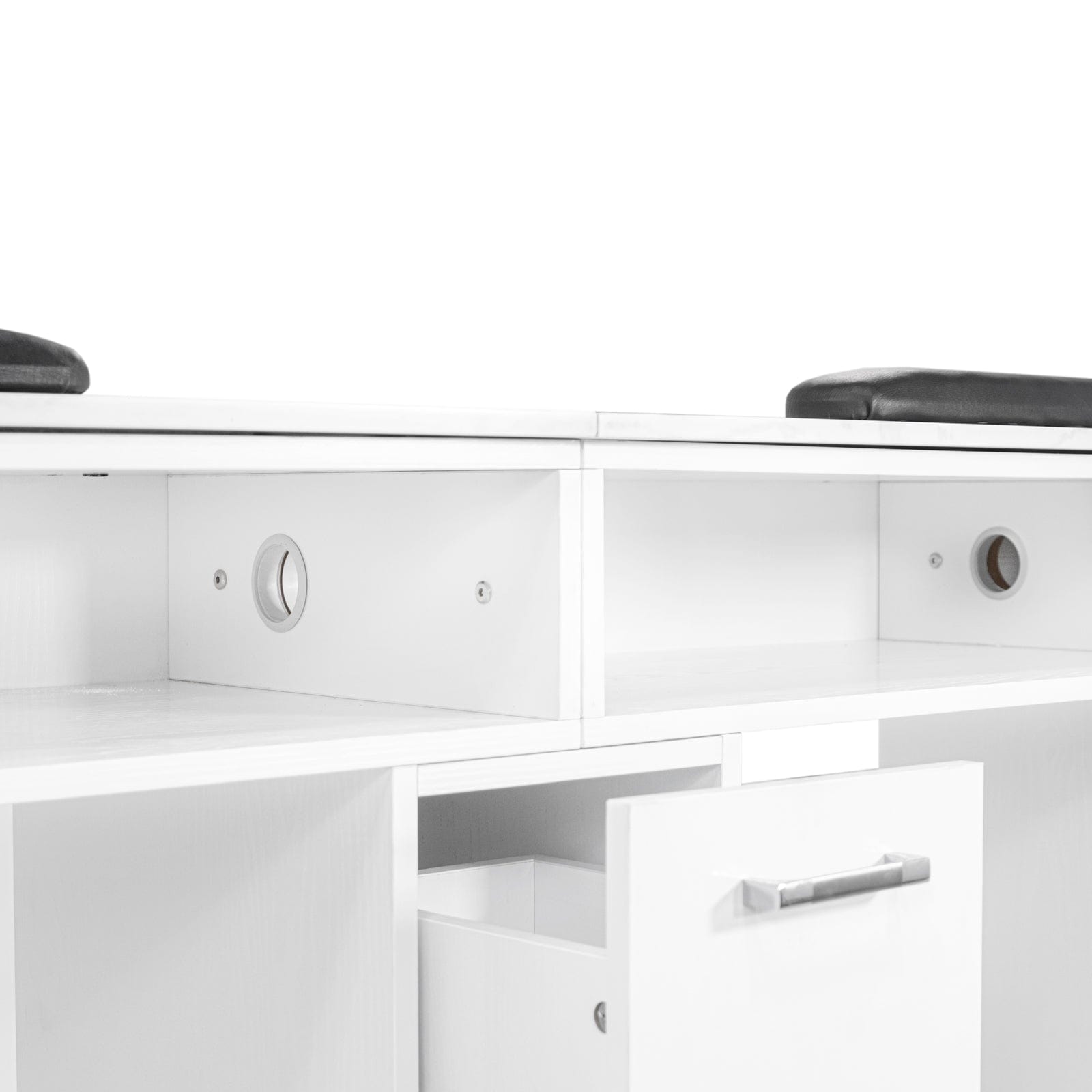 Drexel Tufted Double Manicure Table - Professional Salon Nail Station for Pedicures & Manicures - Perfect for Nail Salons, Spas & Home Use