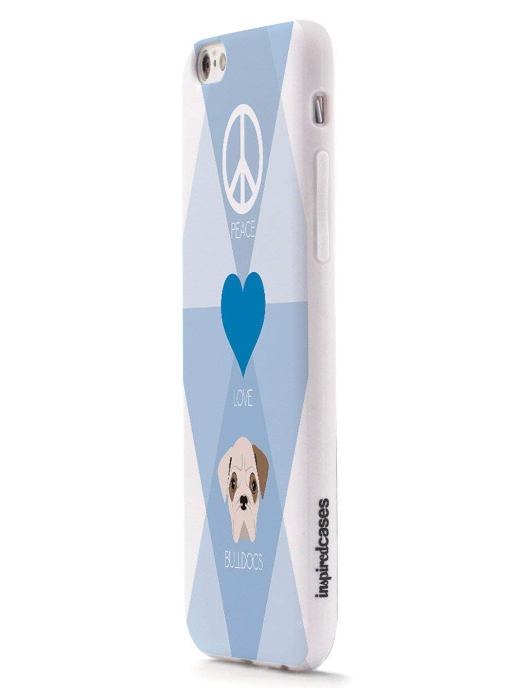 Inspired Cases - iPhone 8 Case with 3D Textured Design - Protective Cover for Apple iPhone 8 - Peace, Love & Bulldogs - Perfect for Everyday Use, Travel & Outdoor Activities
