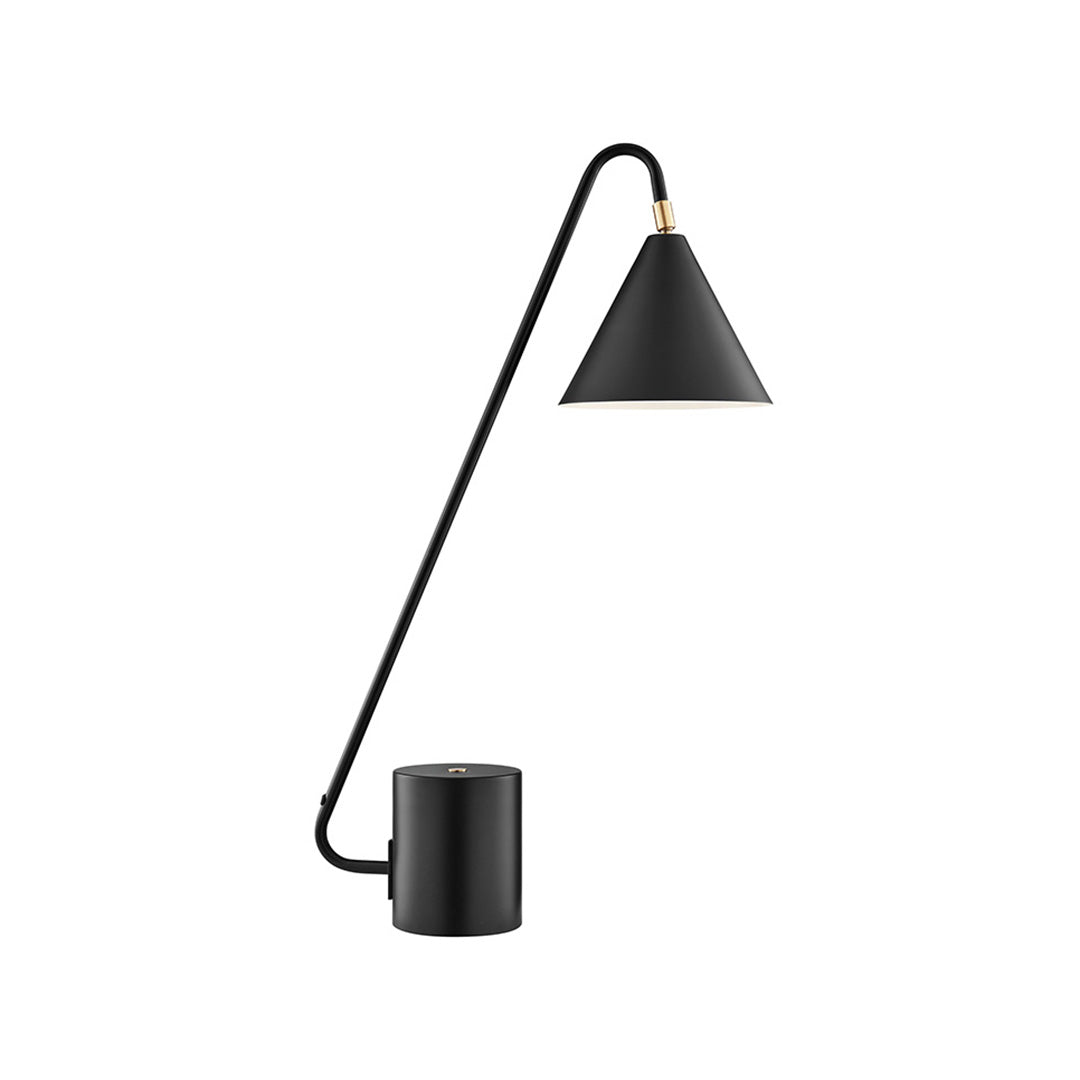 Modern Black Metal Table Lamp - Sleek Minimalist Design for Bedroom, Living Room, or Office Decor - Adjustable Brightness LED Desk Light