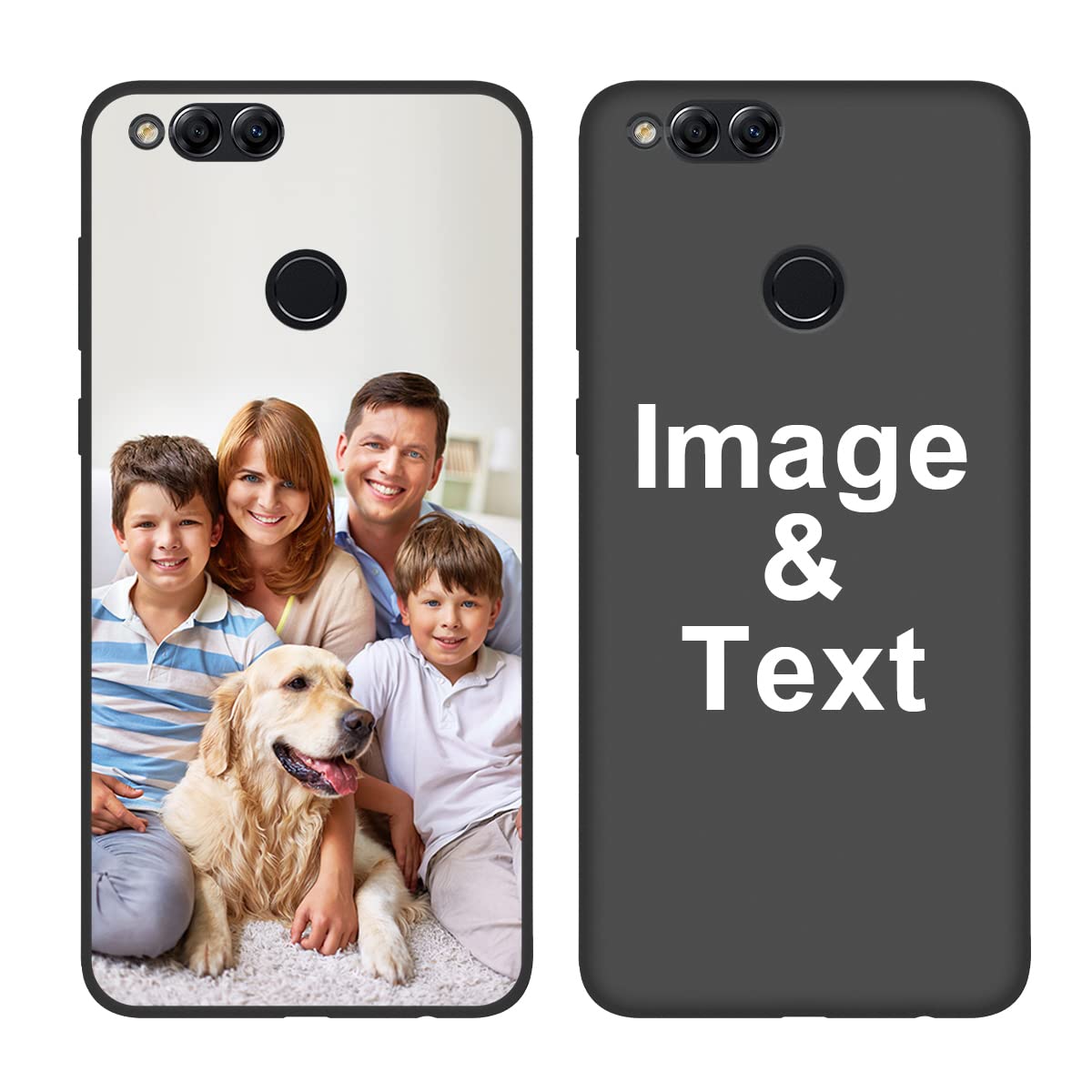 Custom Huawei Honor 7X Phone Case with Personalized Picture - Shockproof Silicone Soft Candy Case - Christmas Birthday Gift Idea - Protective Black Phone Cover - Perfect for Everyday Use, Travel & Special Occasions