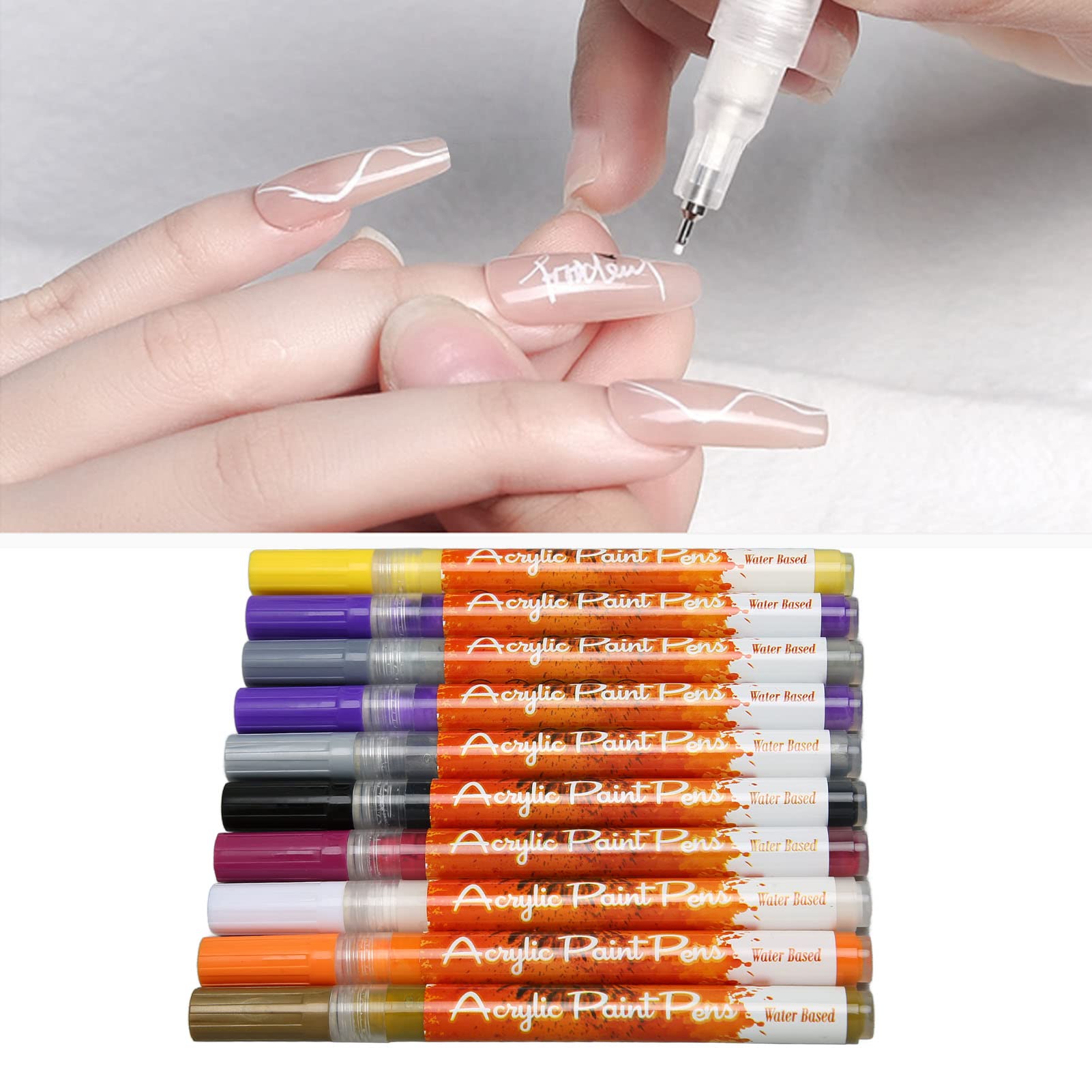 10 Color 3D Nail Art Pen Set - ABS Plastic Dotting & Painting Tools for DIY Nail Designs - Perfect for Valentine's Day, Parties & Home Manicures (10PCS)