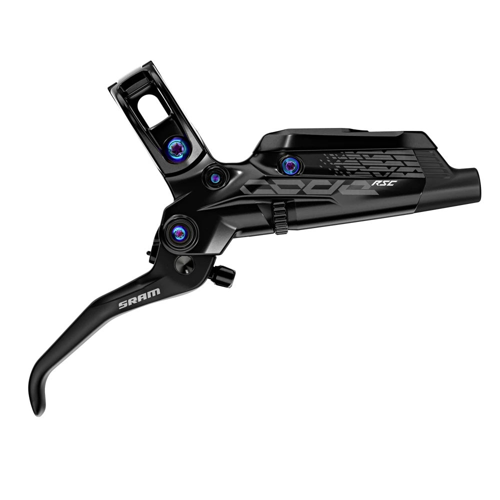 SRAM Code RSC Hydraulic Disc Brake Set - Rear Post Mount, Black with Rainbow Hardware (A1) | High-Performance Mountain Bike Brakes for Downhill & Enduro Riding