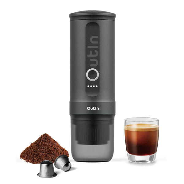 Outin Nano Portable Espresso Maker - Compact Travel Coffee Machine for Camping, Office & Home Use - Fast Brewing Handheld Espresso Maker with USB Charging