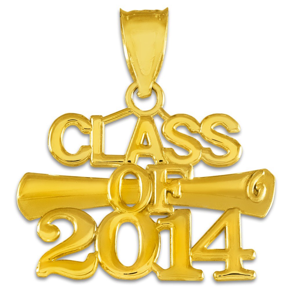 10k Yellow Gold Class of 2014 Graduation Charm Pendant - Elegant Jewelry Gift for High School & College Graduates - Perfect for Necklaces, Bracelets & Keepsake Boxes