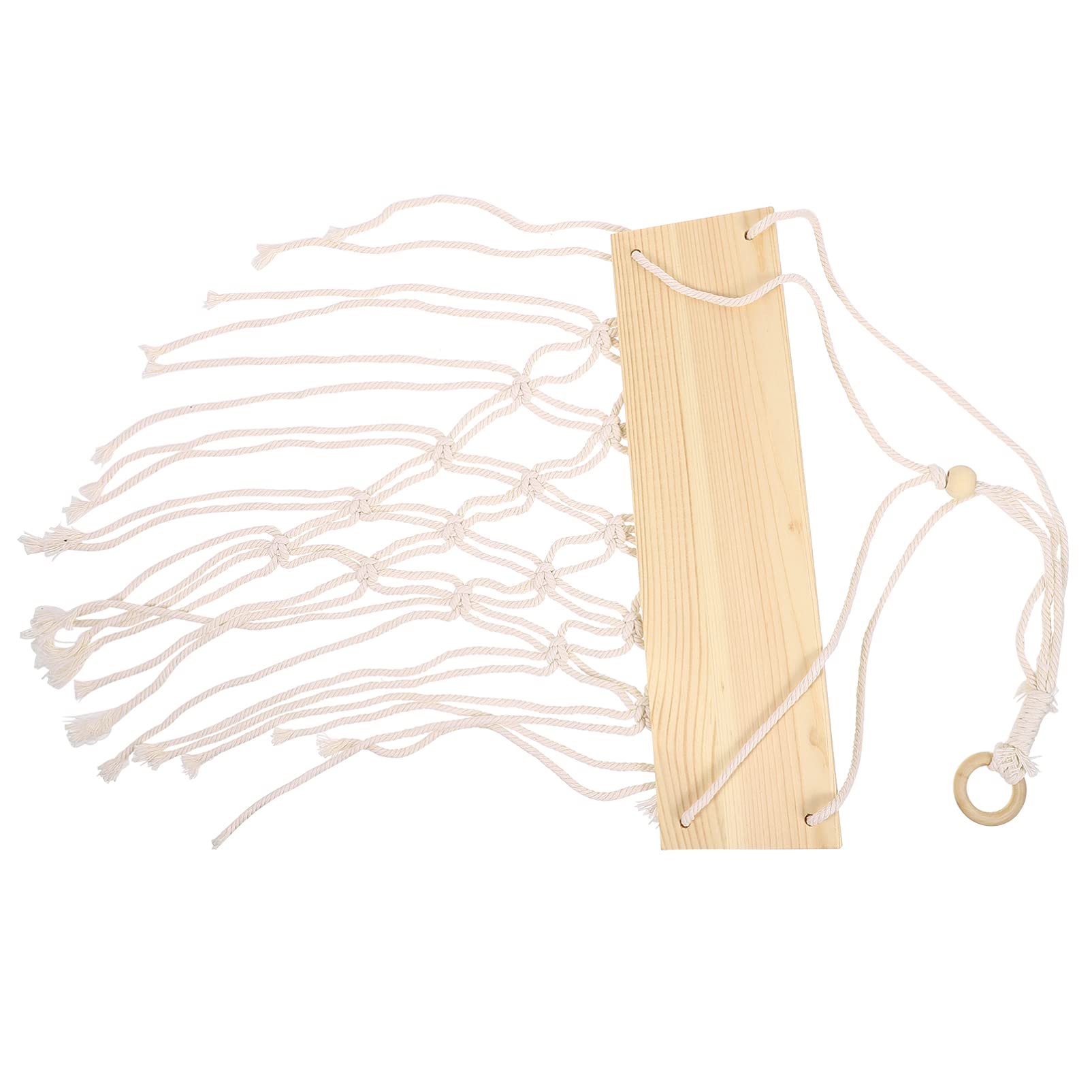 IMIKEYA Macrame Hanging Shelf - Rustic Bohemian Wood & Rope Woven Wall Shelf for Home Decor - Floating Shelf for Plants, Photo Frames, Books - Perfect for Bedroom, Living Room, Bathroom - Beige Style 2 (Plant Decor, Boho Wall Hanger)