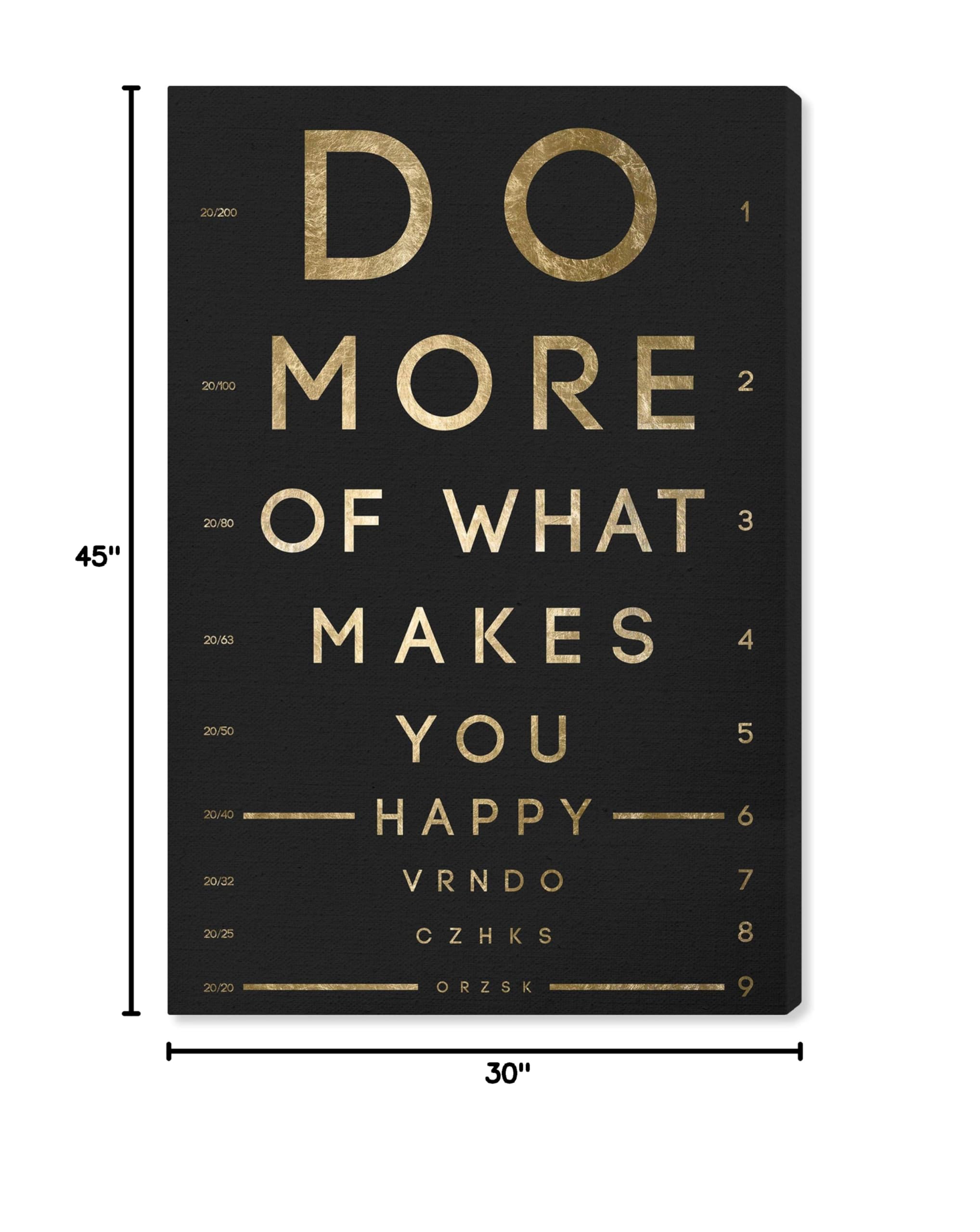 Be Happy Eye Chart Wall Art Canvas Print - 30