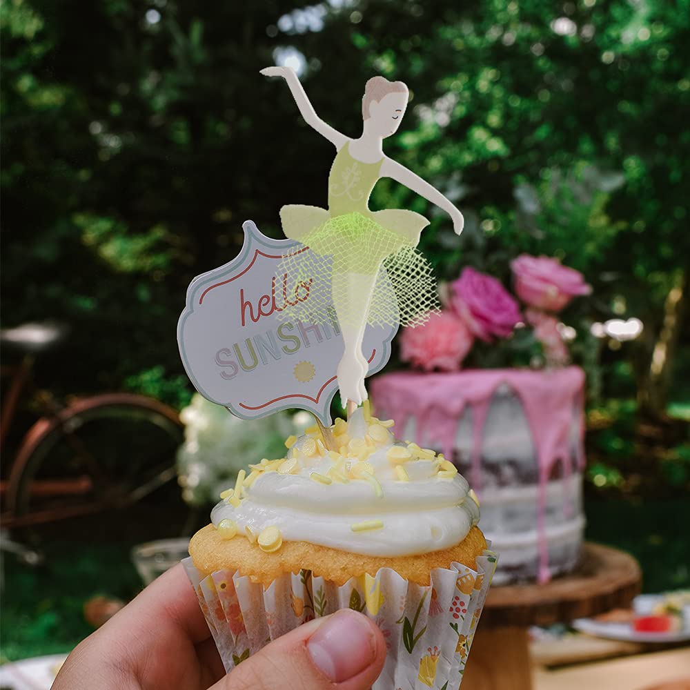 Elegant Ballerina Cupcake Toppers - 24 PCS Ballet Dancer Cake Decorations for Weddings, Baby Showers & Birthday Parties | Perfect for Girl's Themed Celebrations and Dessert Displays