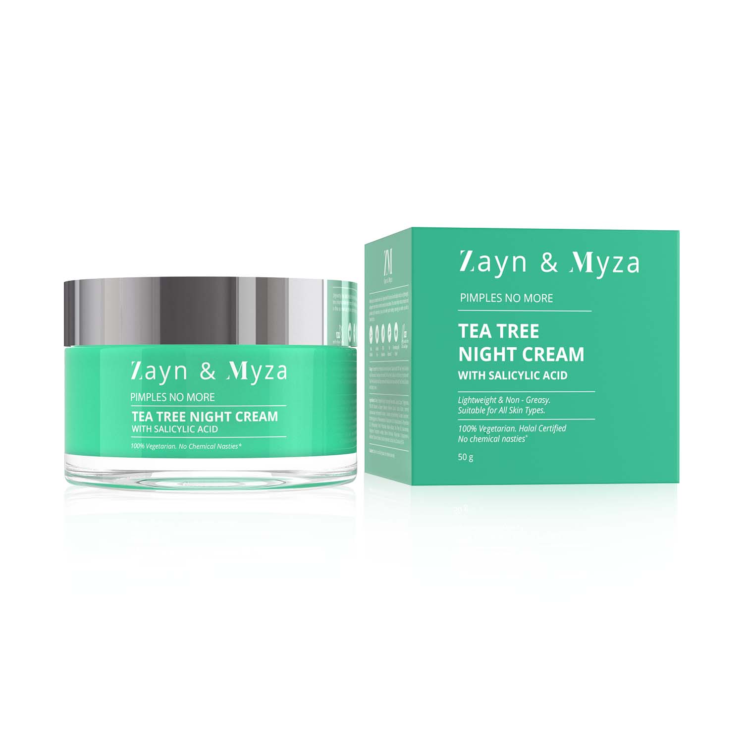 ZM Zayn & Myza Night Cream with Tea Tree & Salicylic Acid (50ml) - Acne Treatment, Oil Control & Skin Repair for Oily & Problem Skin - Perfect for Nighttime Skincare Routine