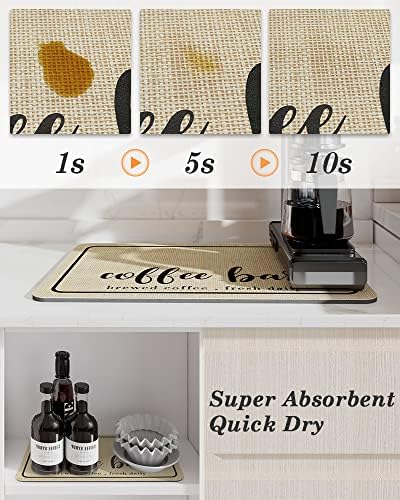 Tchdio Coffee Mat - Absorbent, Non-Slip Rubber Backed Quick Drying Kitchen Counter Mat - Fits Under Coffee Maker, Espresso Machine & Keurig - Perfect for Spill Protection & Countertop Decor