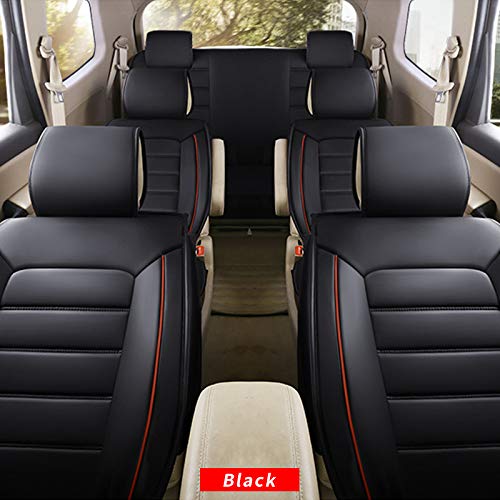 All-Weather Custom Car Seat Covers - Waterproof 7-Seat Full Set for Most Car Models (Black/Red) | Ultra Comfort & Full Protection | Perfect for Family Road Trips & Daily Commutes