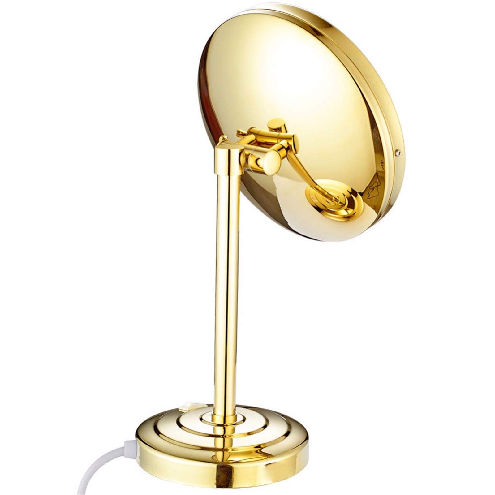 8 Inch Gold Standing LED Makeup Mirror with Light - 3X/5X/7X/10X Magnification, Brass Countertop Vanity Mirror with Touch Switch & Plug - Perfect for Shaving, Cosmetics & Grooming