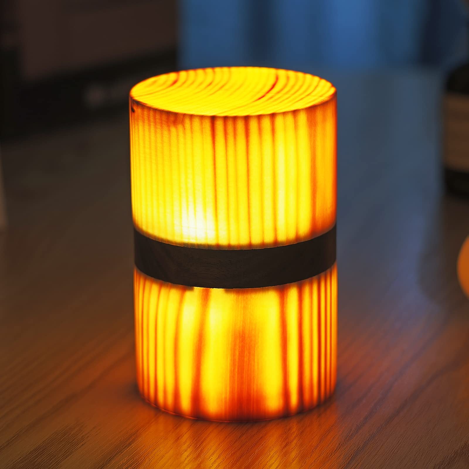 Dimmable LED Wooden Table Lamp - USB C Rechargeable, Portable Night Light, Battery Powered Modern Cordless Lamp for Living Room, Bedroom & Bedside | Perfect for Reading, Relaxation & Ambient Lighting (Style 2)