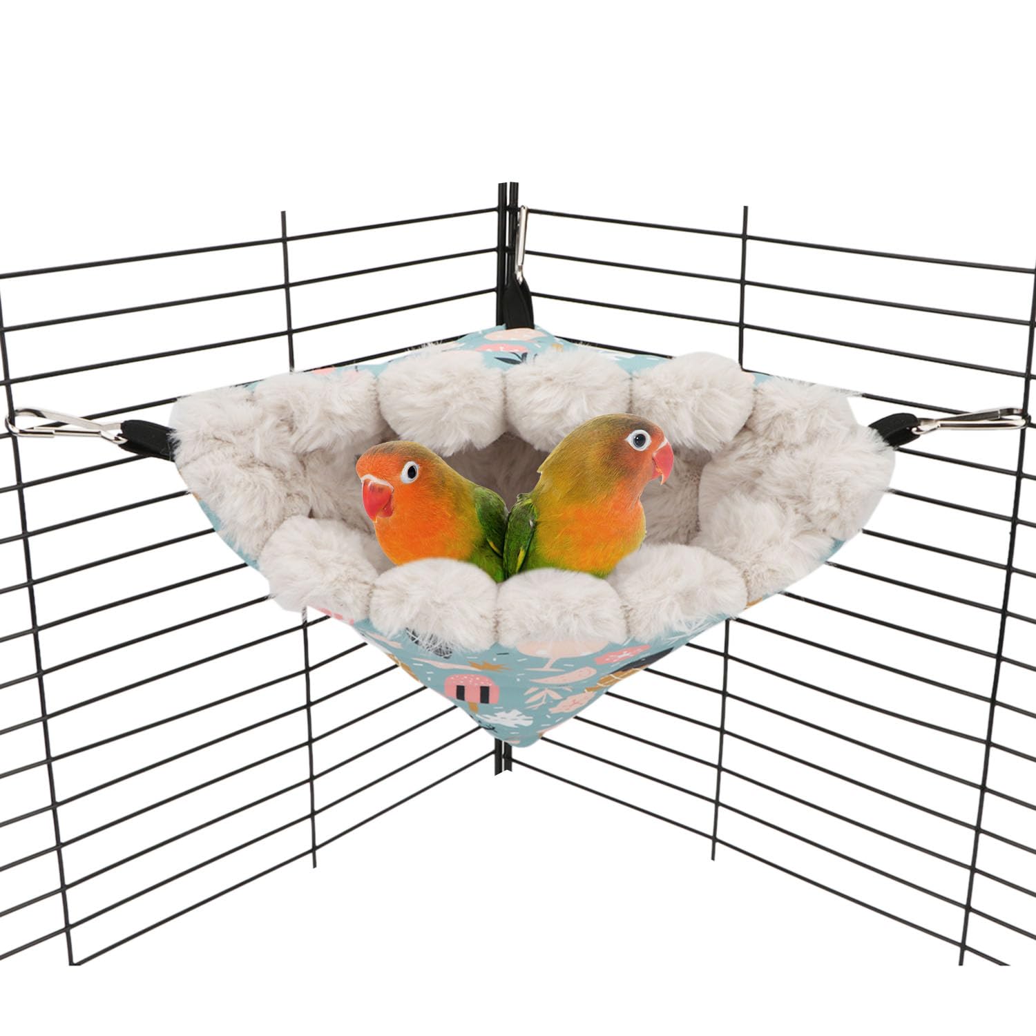 Wontee Warm Hanging Bird Nest House - Cozy Winter Hammock Bed & Snuggle Hut for Parakeets, Budgies, Caique, Conures, Cockatiels (Medium, Blue) - Perfect for Cage Accessories & Small Bird Comfort in Cold Weather