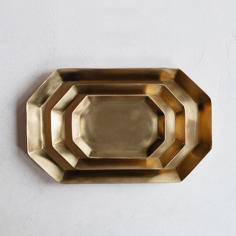 Octagon Brass Tray - Handcrafted Decorative Serving Tray for Home Decor, Dining & Gift Giving | Perfect for Tea Service, Jewelry Display & Table Centerpiece