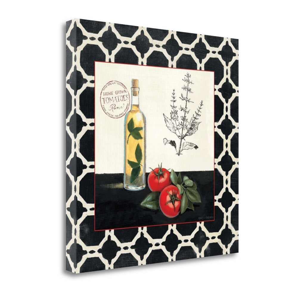 Marco Fabiano Basil and Tomatoes Fine Art Giclee Print - Gallery Wrapped Canvas Painting Ready to Hang - Perfect for Kitchen Decor, Dining Room Wall Art & Italian Restaurant Ambiance
