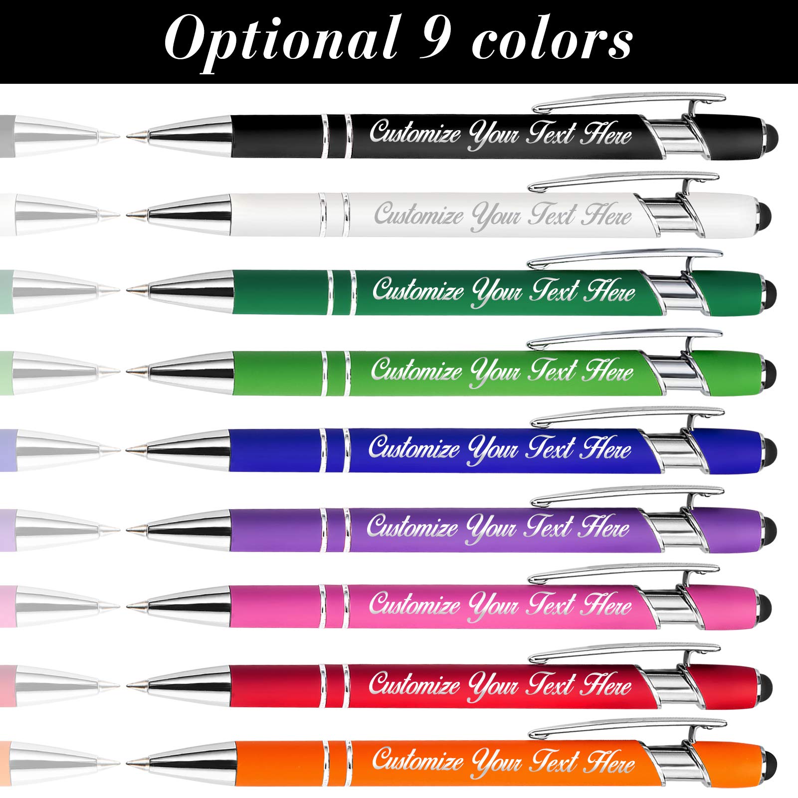 240PCS Personalized Pens Bulk with Stylus Tip - Custom Engraved Ballpoint Pens with Soft Touch & Black Ink - Free Name Printing - Perfect for Office, School, Graduation Gifts, Christmas Presents & Corporate Events