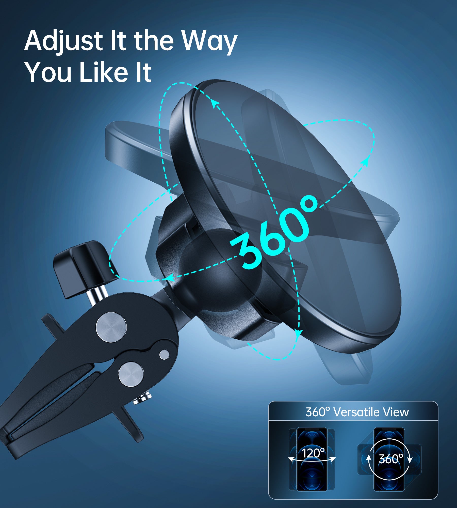 360° Magnetic Car Phone Mount - Strong Air Vent Clip Holder for iPhone, Samsung & More - Perfect for Hands-Free Navigation & Safe Driving