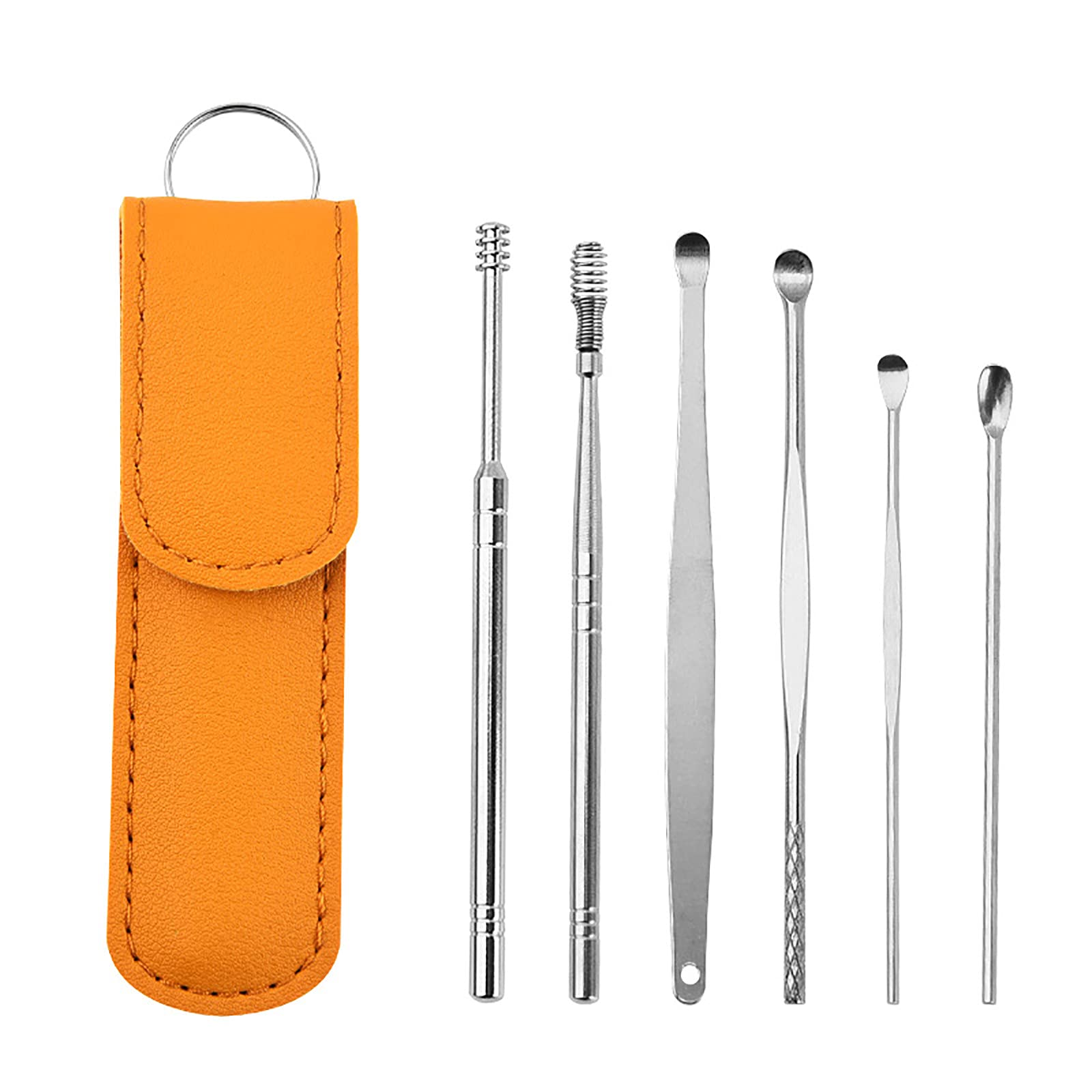 6-in-1 Reusable Ear Wax Removal Kit - Spring Ear Cleaner Tool Set with Ear Pick for Safe Earwax Removal (Yellow, One Size) - Perfect for Home Hygiene & Travel First Aid Care