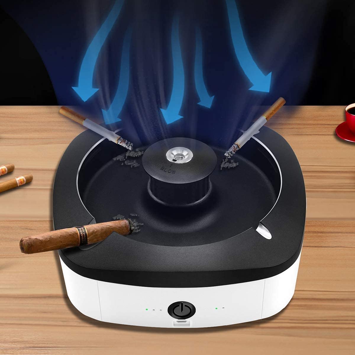 Smokeless Ashtray Air Purifier - Intelligent Desktop Air Purifier for Cigarettes & Cigars | Odor Eliminator for Home, Office & Indoor Smoking Areas | Perfect for Living Rooms, Bars & Smoking Lounges