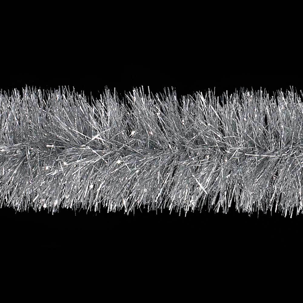 15' Super Plush Silver Tinsel Christmas Garland - Premium Holiday Decor for Tree, Mantel & Staircase | Indoor/Outdoor Use