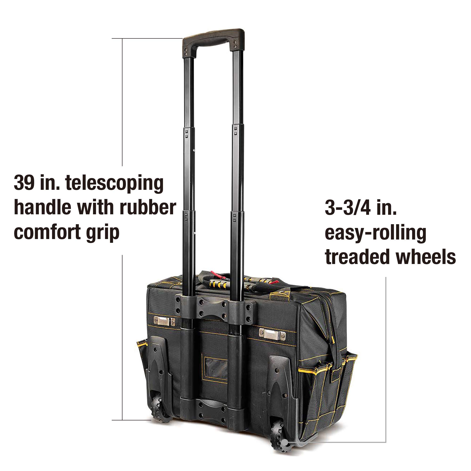 Caterpillar 18-Inch Pro Rolling Tool Bag - Heavy-Duty Workspace Organizer with Wheels for Contractors & DIY Enthusiasts (Model 980198N) - Perfect for Construction Sites, Workshops & Mobile Tool Storage