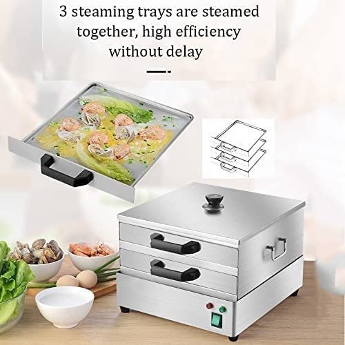 **DAREV Electric Rice Noodle Roll Maker - 2-Layer Stainless Steel Steamer with 3 Trays for Authentic Cantonese Cheung Fun | Perfect for Home Kitchens & Dim Sum Restaurants**