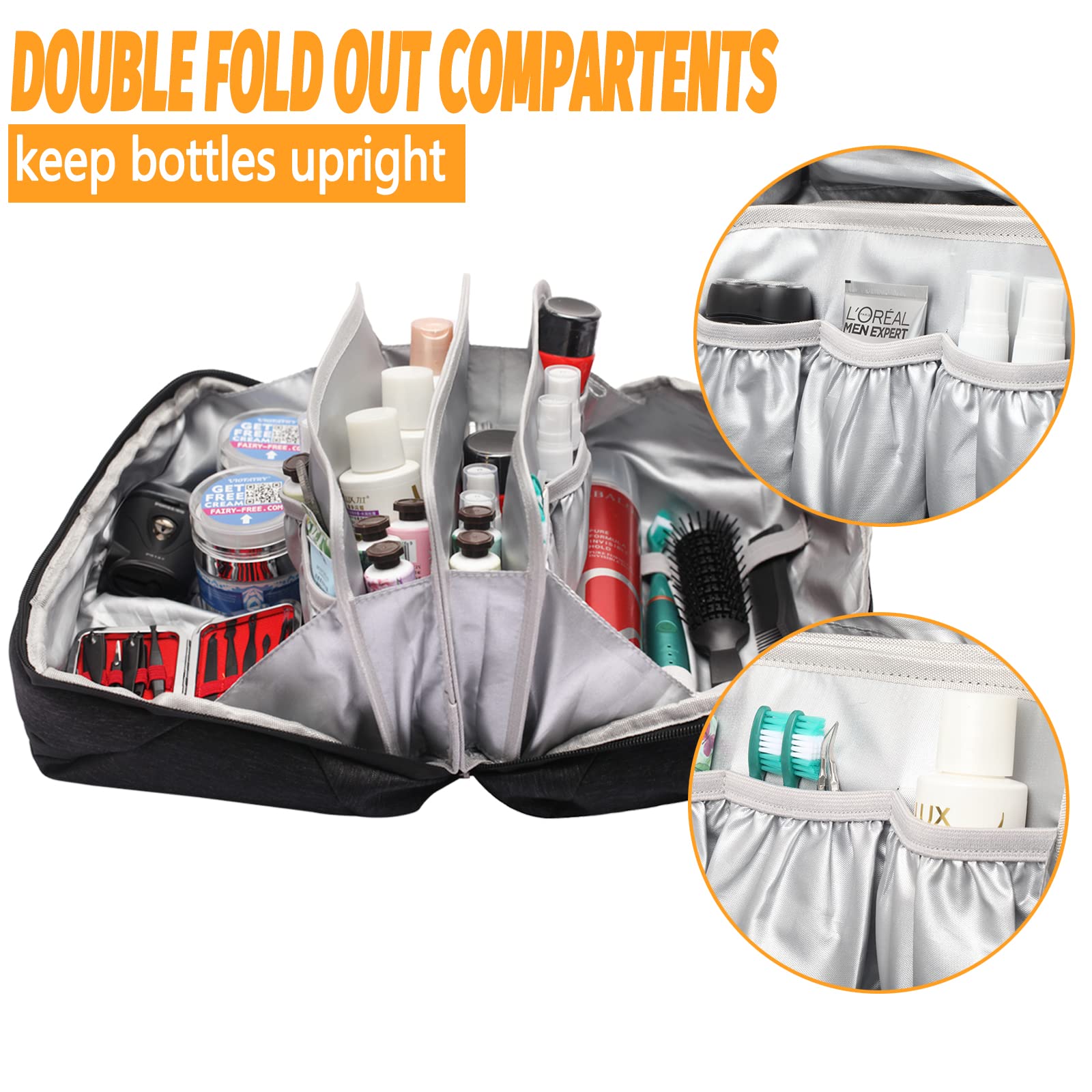 Men's Large Waterproof Travel Toiletry Bag - Vertical Bottle Organizer, Shaving Dopp Kit for Toiletries Accessories | Perfect for Business Trips, Gym & Camping Essentials